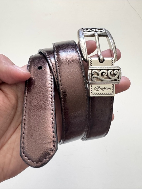 Brighton Accessories - Brighton Metallic Brown Recersible Leather Belt with  Silver Buckle size 38